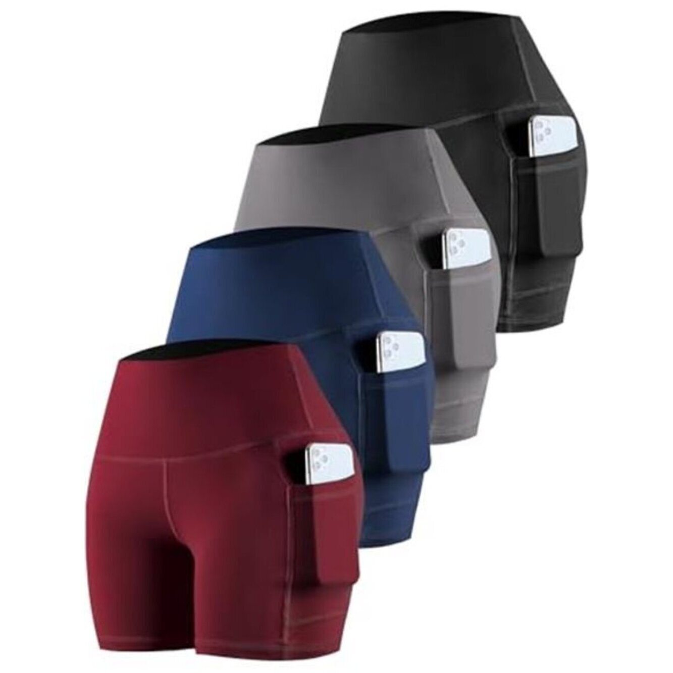 High Waisted Yoga Shorts With Pockets Tummy Control